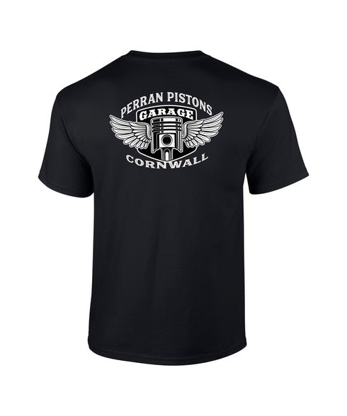 Perran Pistons Cornwall T-Shirt Winged Piston Automotive Modified Vintage Retro Car Clothing